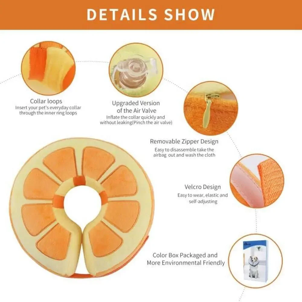 IEUUMLER Orange Slice Inflatable Dog‎ Collar - Medium Size Donut